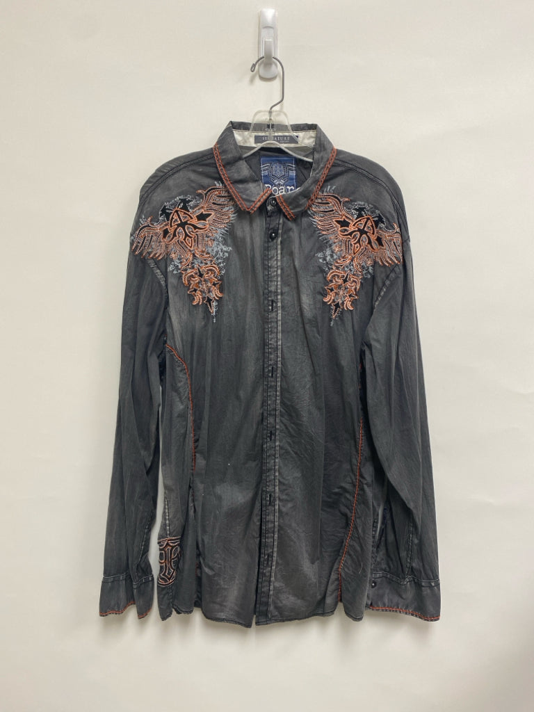 Roar Brand Size 2X Charcoal Orange/White Embroidered Men&