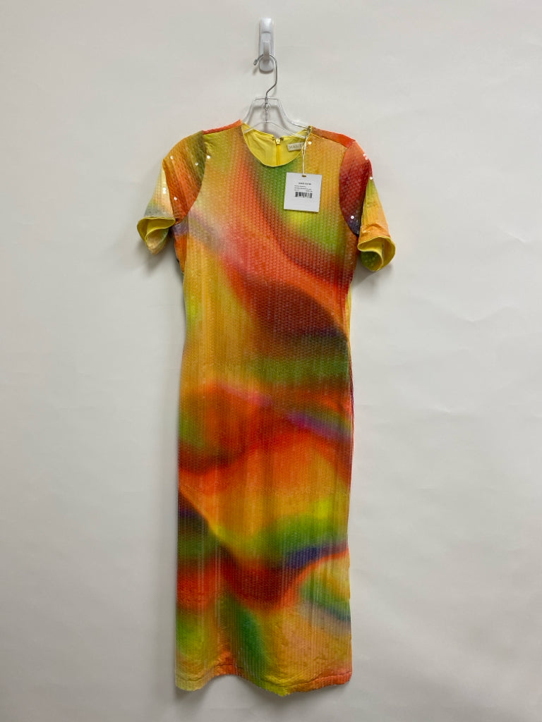 NWT Marie Oliver Size XS Orange Green/Yellow Sequins Maxi Ladies Dress