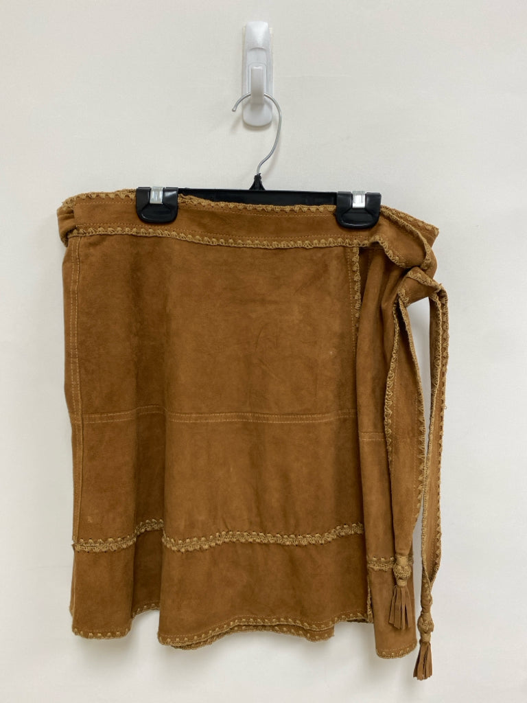 CALYPSO St. Barth Size S Chestnut Embroidered Wrap Suede Ladies Skirt