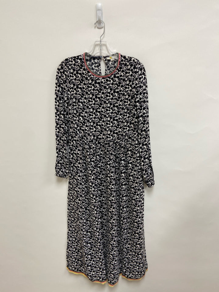 Boden Size 6 White Black Print Long Sleeve Ladies Dress