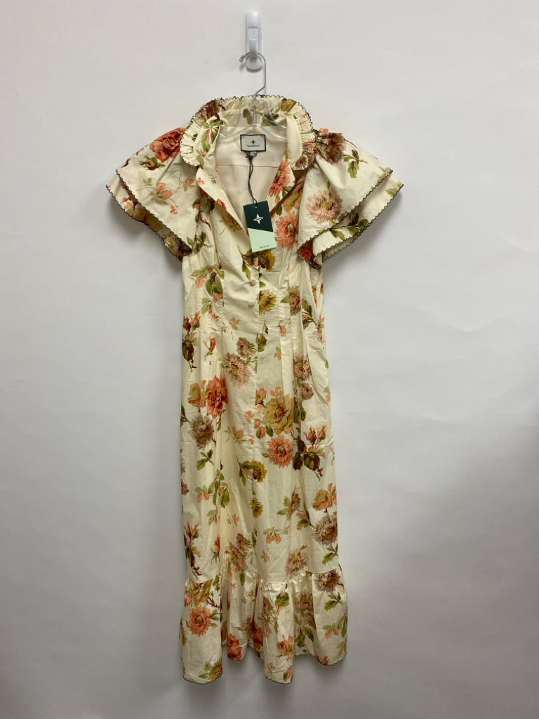 NWT TUCKERNUCK Size XXS Cream Coral/Green Floral Ladies Dress