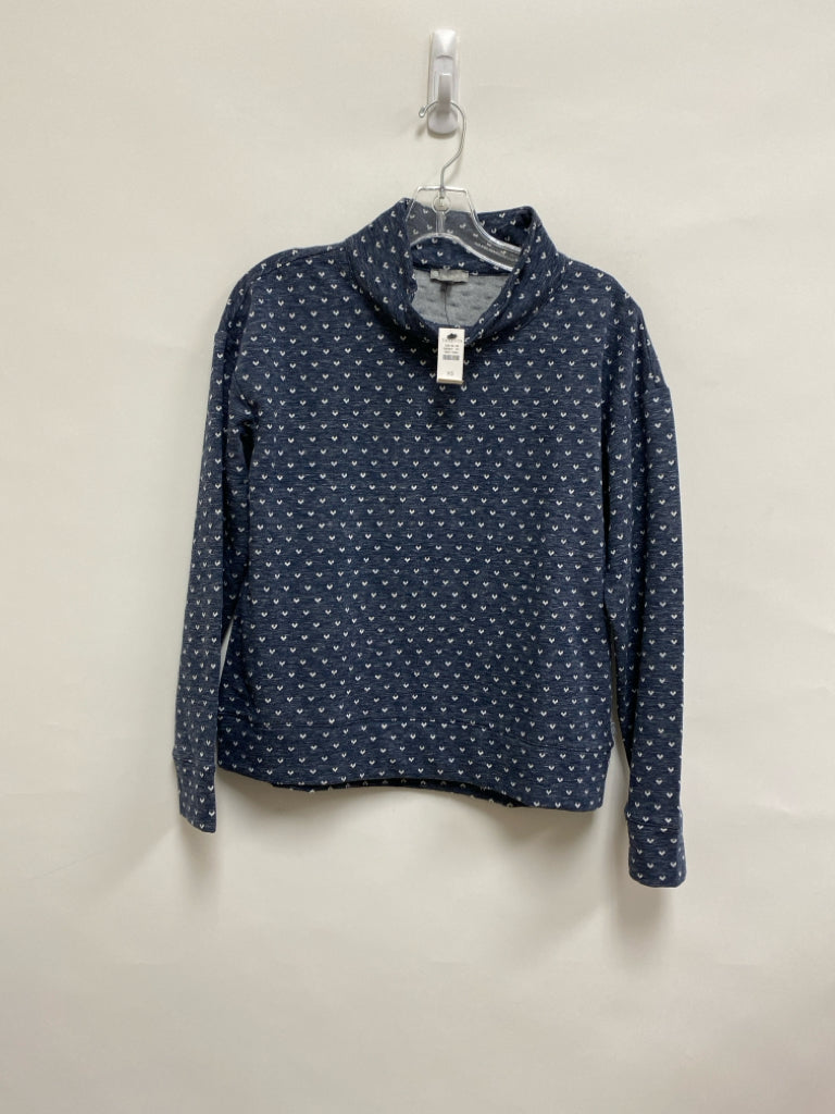 NWT Talbots Size XS Navy White Hearts Mock Neck Ladies Sweatshirt