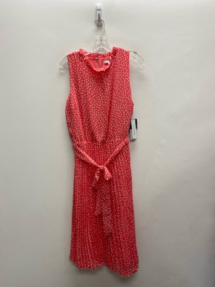 NWT Sandra Darren Size 12 Coral White Dots Sleeveless Ladies Dress