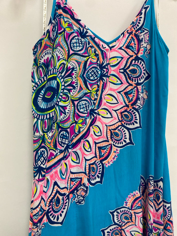 LILLY PULITZER Size S Turquoise White/Multi Sleeveless Ladies Dress