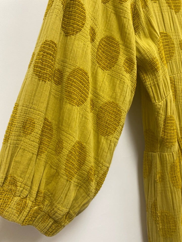 NWT Umgee  SIZE  1X Goldenrod Texture Puff Sleeve Plus Size Dress