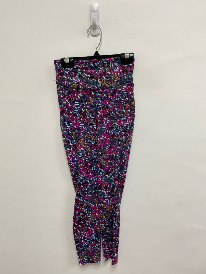 Lululemon Size 2 Aqua/Pink Seafoam/Orange Abstract Athletic Leggings