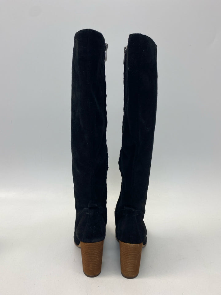 Sam Edelman US Shoe Size 7 Black Print Side Zipper Suede Boots