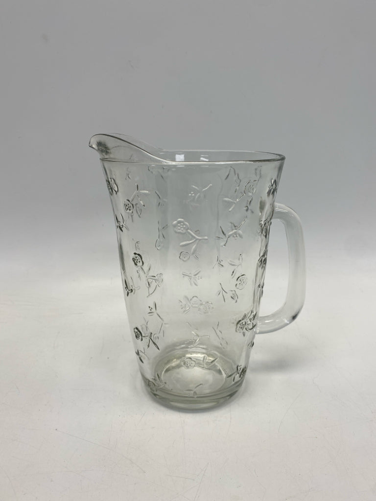 Clear Roses Glass Pitcher