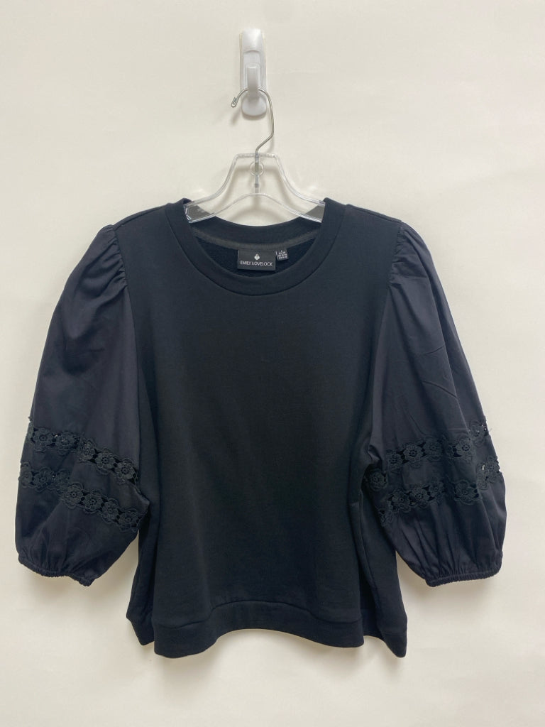 Size L Black Puff Sleeve Lace Ladies Sweatshirt