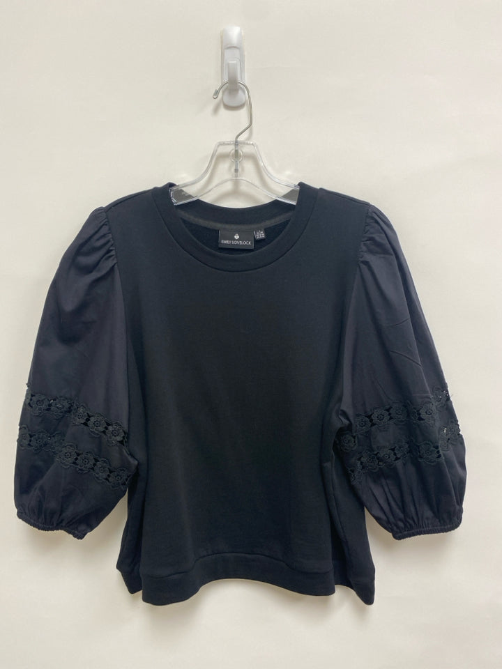 Size L Black Puff Sleeve Lace Ladies Sweatshirt