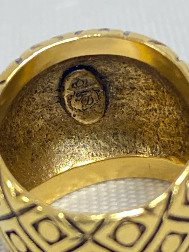 Gold Color Black Jeweled Ring