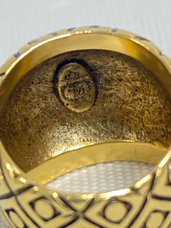Gold Color Black Jeweled Ring