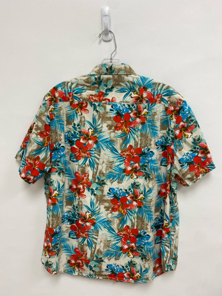 Denim &amp; Flower Size XL Beige/Aqua Red/Brown Tropical Men&