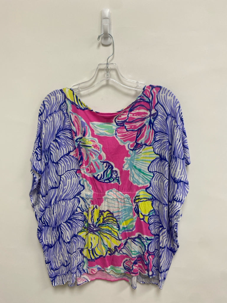 LILLY PULITZER Size S Purple/White Pink/Multi Flowers Batwing Ladies Top
