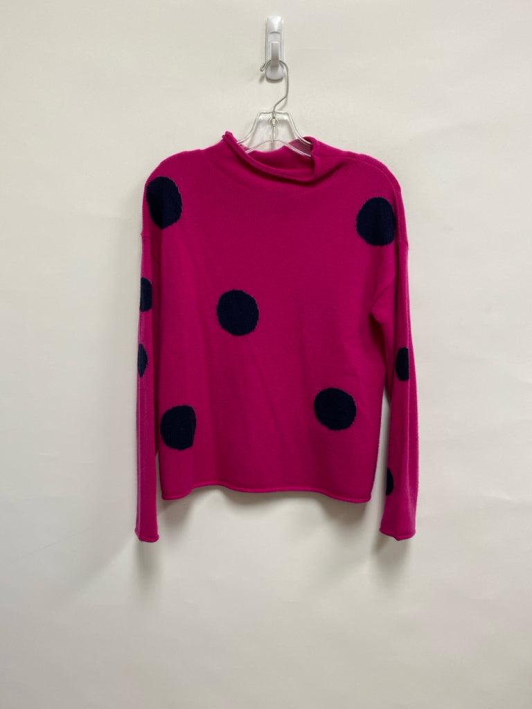 Magaschoni Size S Hot Pink Navy Polka Dot Cashmere Ladies Sweater