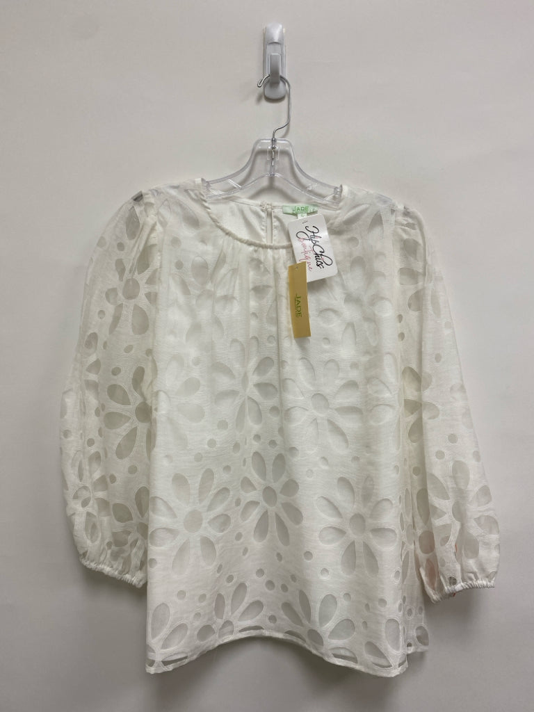 NWT Size L White Flowers Sheer Ladies Top