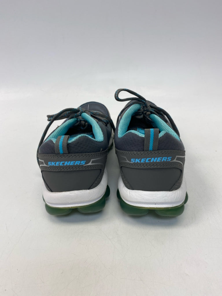 Skechers US Shoe Size 8.5 Gray Turquoise Lace-up Sneakers