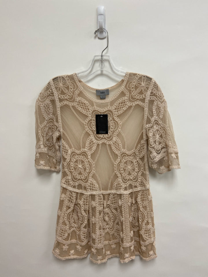 NWT Size S Tan Embroidered Mesh Ladies Dress