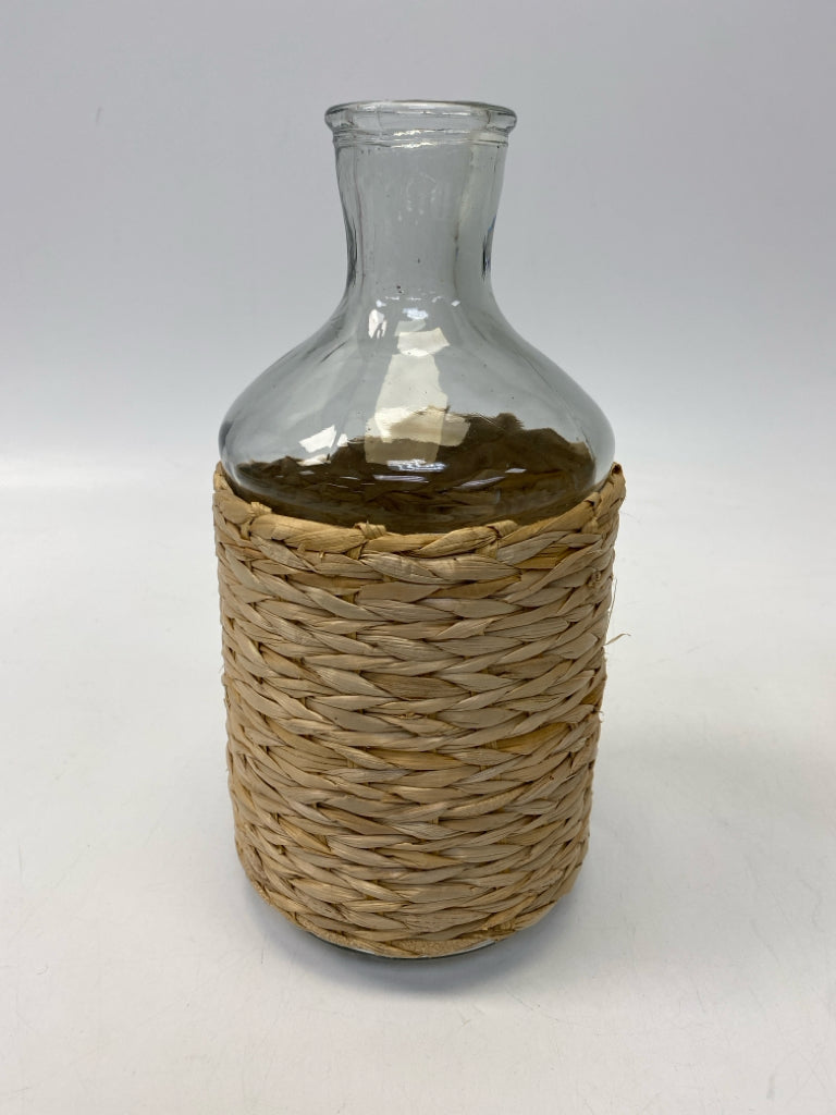 Clear Natural Basketweave Glass Vase
