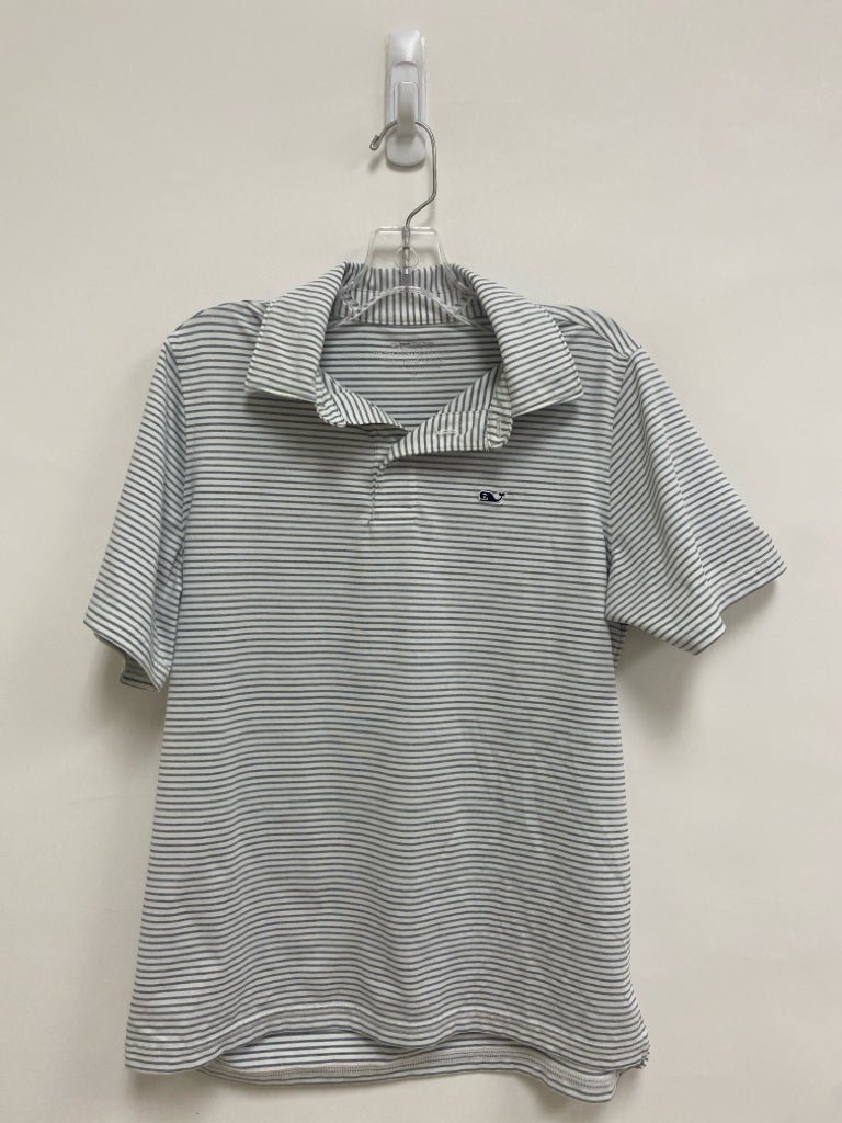 Vineyard Vines SIZE M White Gray Stripes Polo Boy&