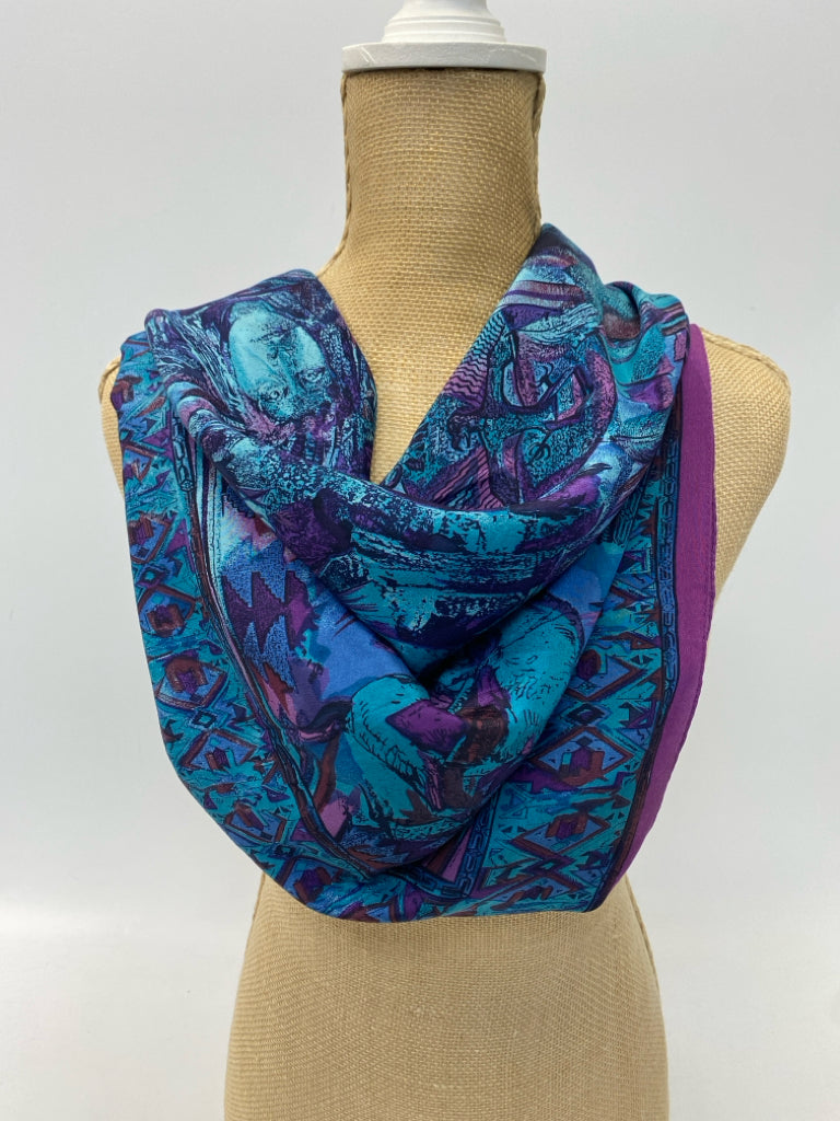 Blue Purple Print Scarf