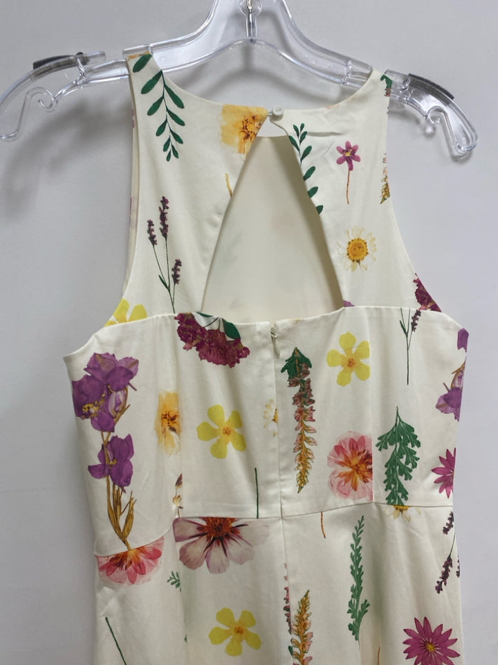 Talbots Size 6P Cream Multi Color Flowers Sleeveless Petite Dress