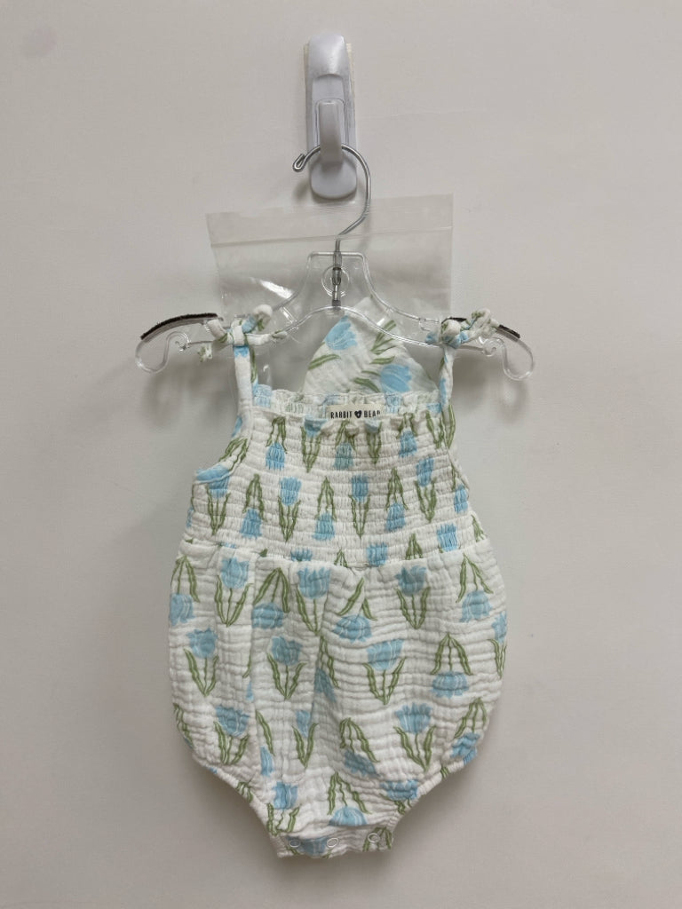 Rabbit+Bear SIZE 3-6M White Blue/Green Flowers Sleeveless Girl&