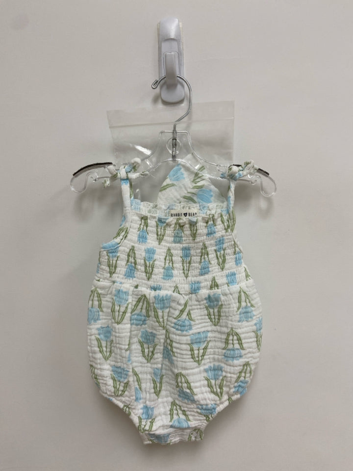 Rabbit+Bear SIZE 3-6M White Blue/Green Flowers Sleeveless Girl&