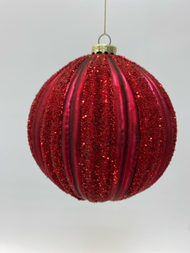 Dark Red Glitter Ornaments