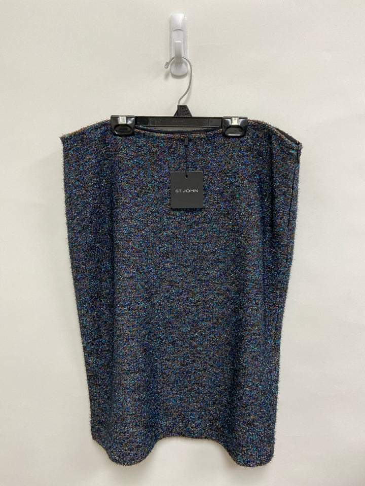 NWT ST. JOHN Size 12 Turquoise Black/Tan Woven Ladies Skirt