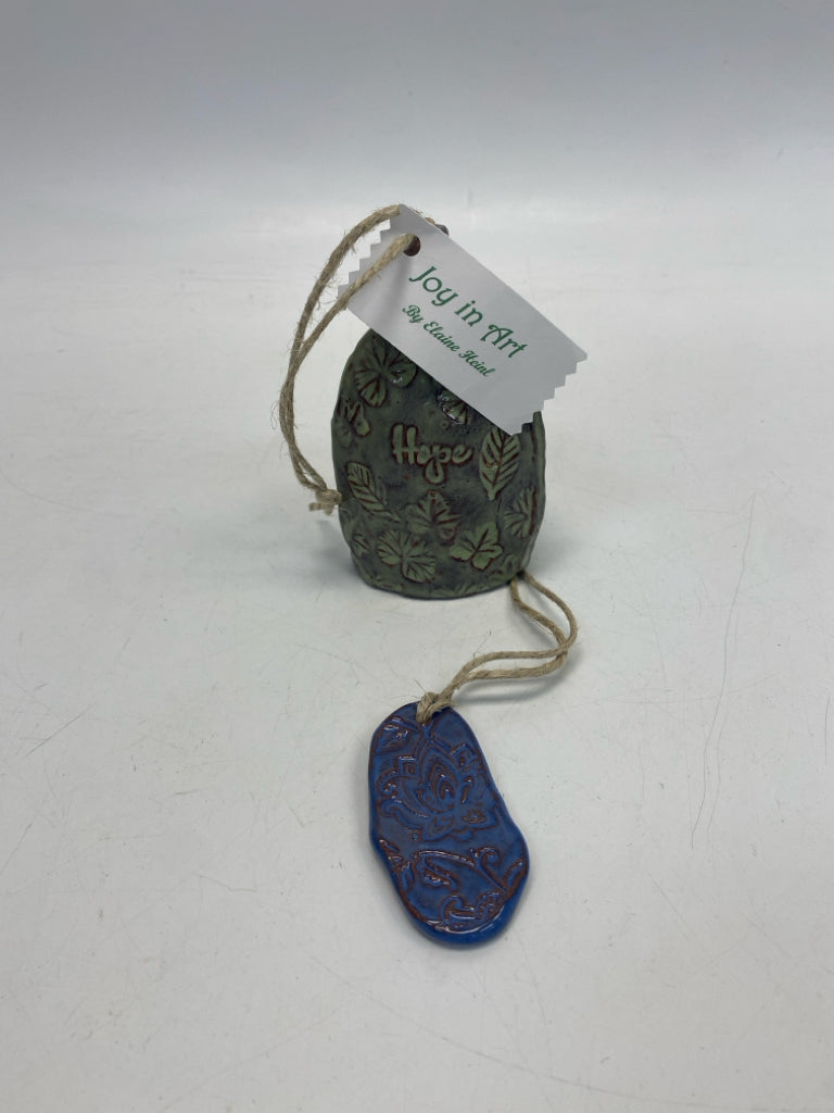 NWT Green Blue Ceramic Wind Chimes