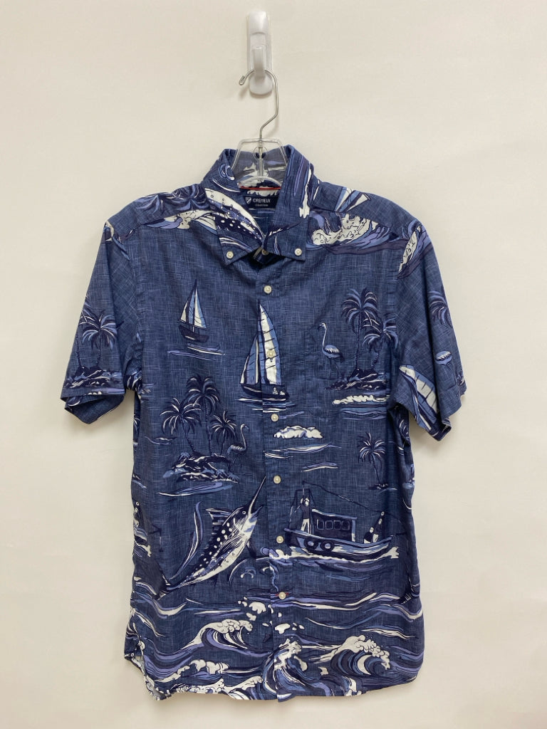 Cremieux Size S Blue White/Navy Tropical Button Up Men&