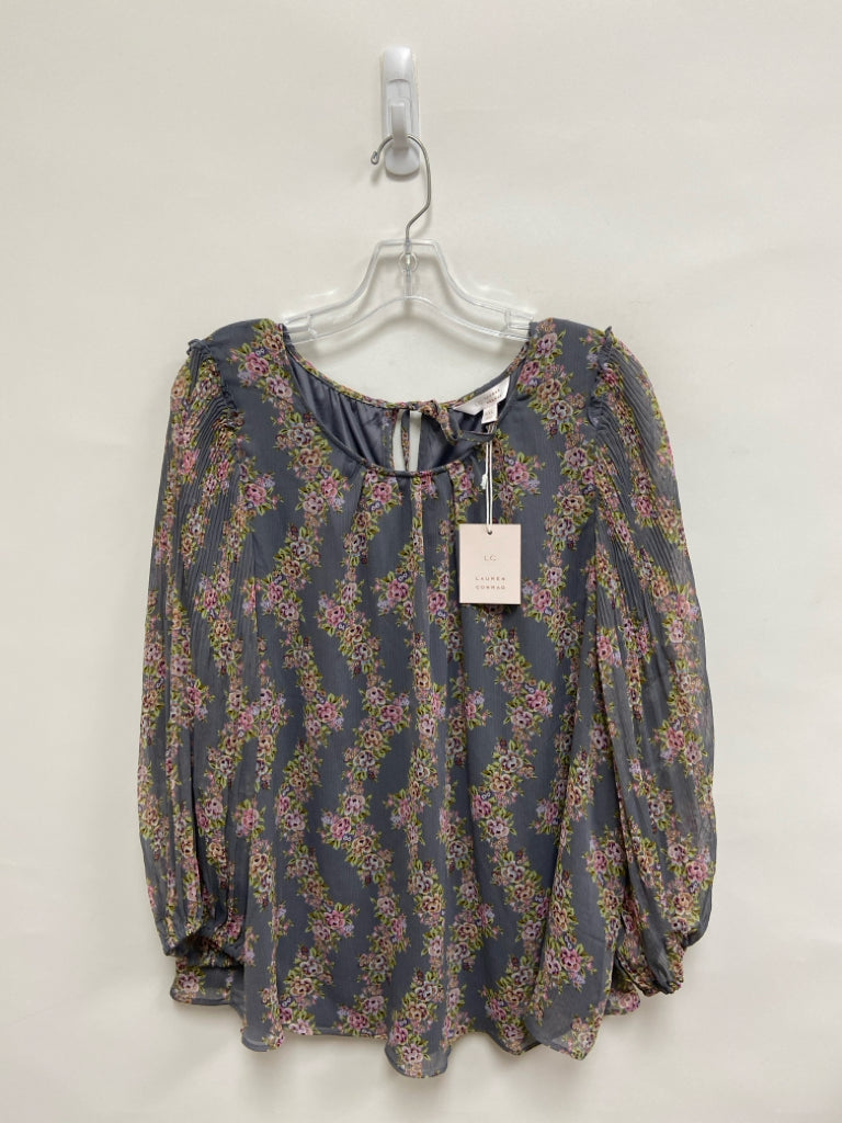 NWT Lauren Conrad Size XXL Gray Pink/Green Floral Plus Size Top
