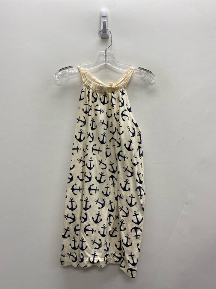 Crew Cuts SIZE 8 Cream Navy Anchors Sleeveless Girl&