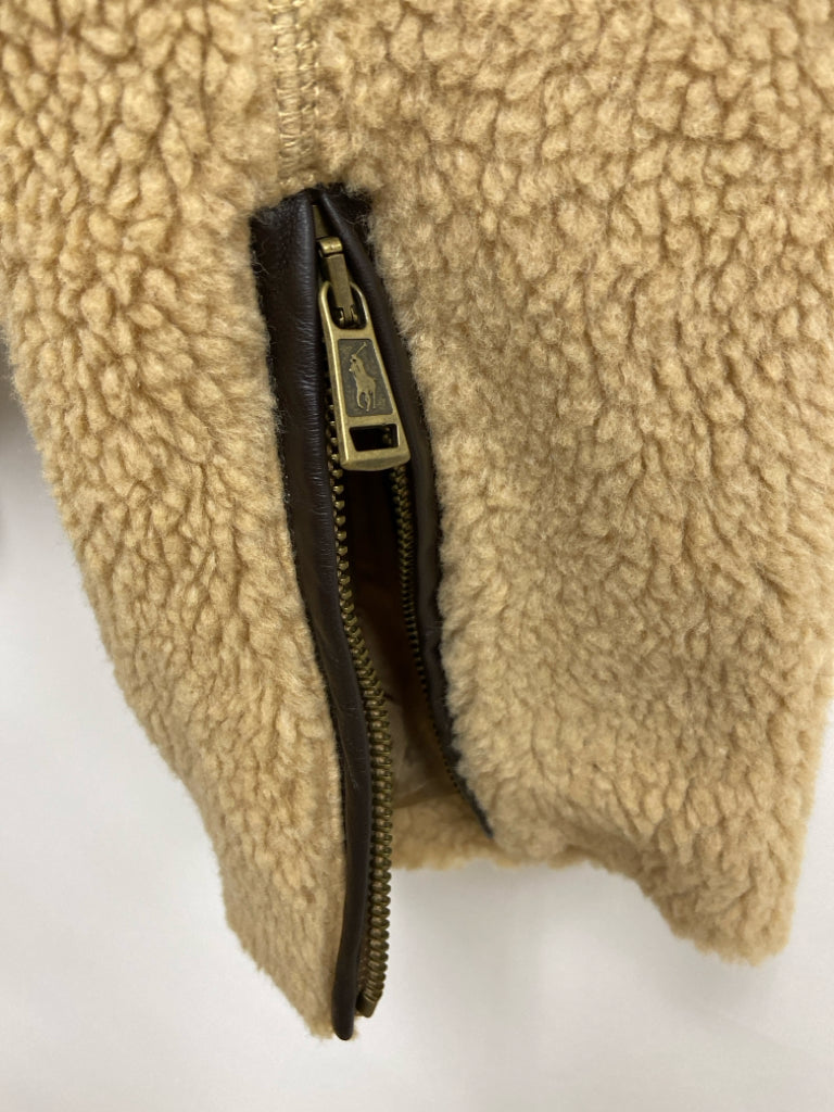 NWT Polo Size L Camel Dark Brown Trimmed Sherpa Ladies Jacket