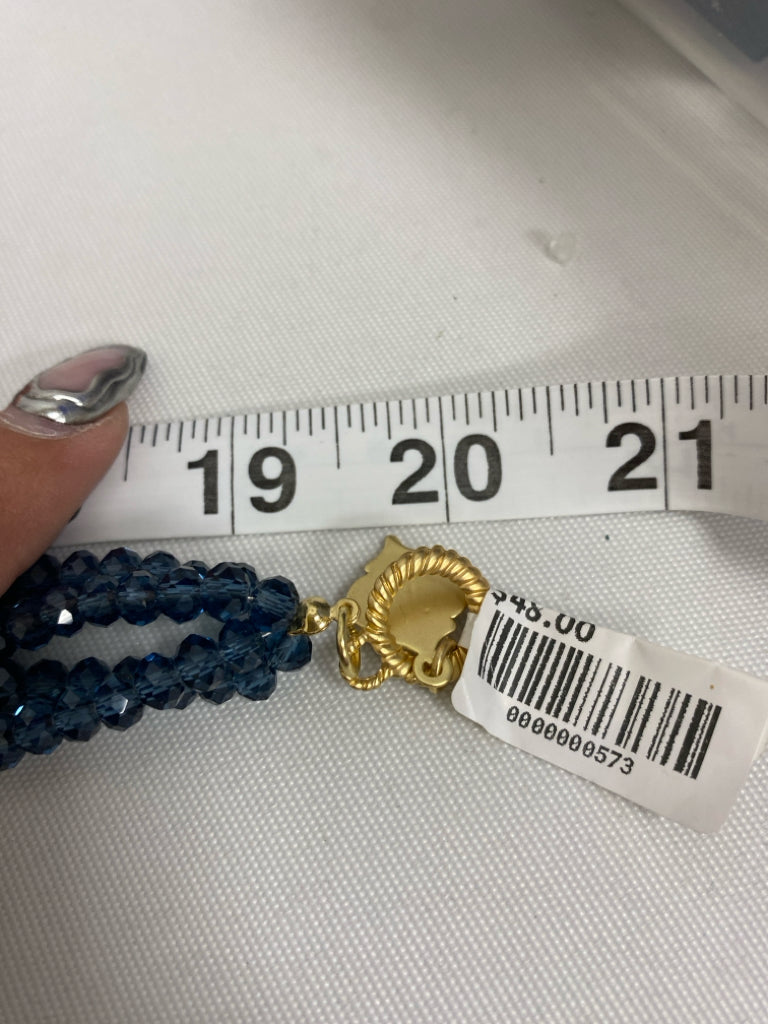 NWT Blue Gold Color Beaded Necklace