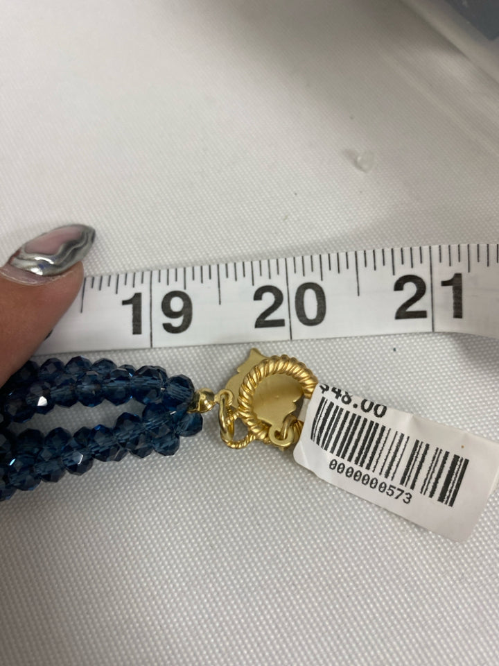 NWT Blue Gold Color Beaded Necklace