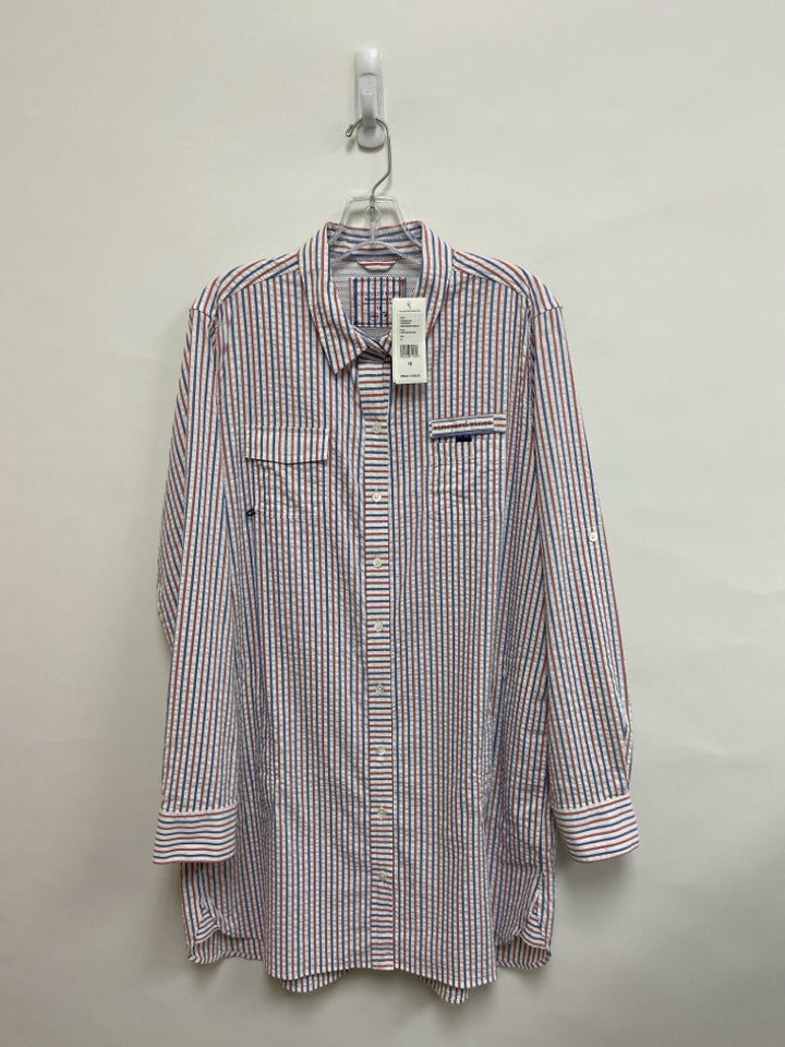 NWT Vineyard Vines  SIZE  16 Red/White Blue Stripes Seersucker Plus Size Dress