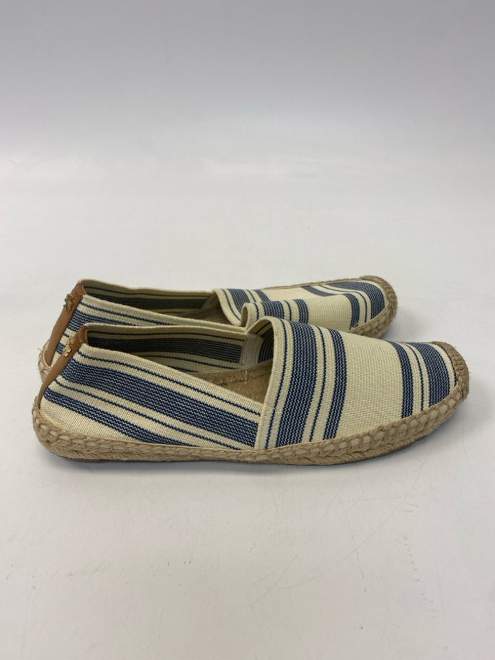 Tory Burch  Size 8.5 Cream Navy Stripe(s) Flats