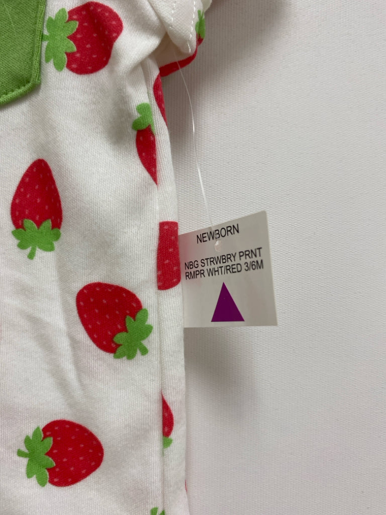 NWT SIZE 3-6M White Red/Green Strawberry Girl&
