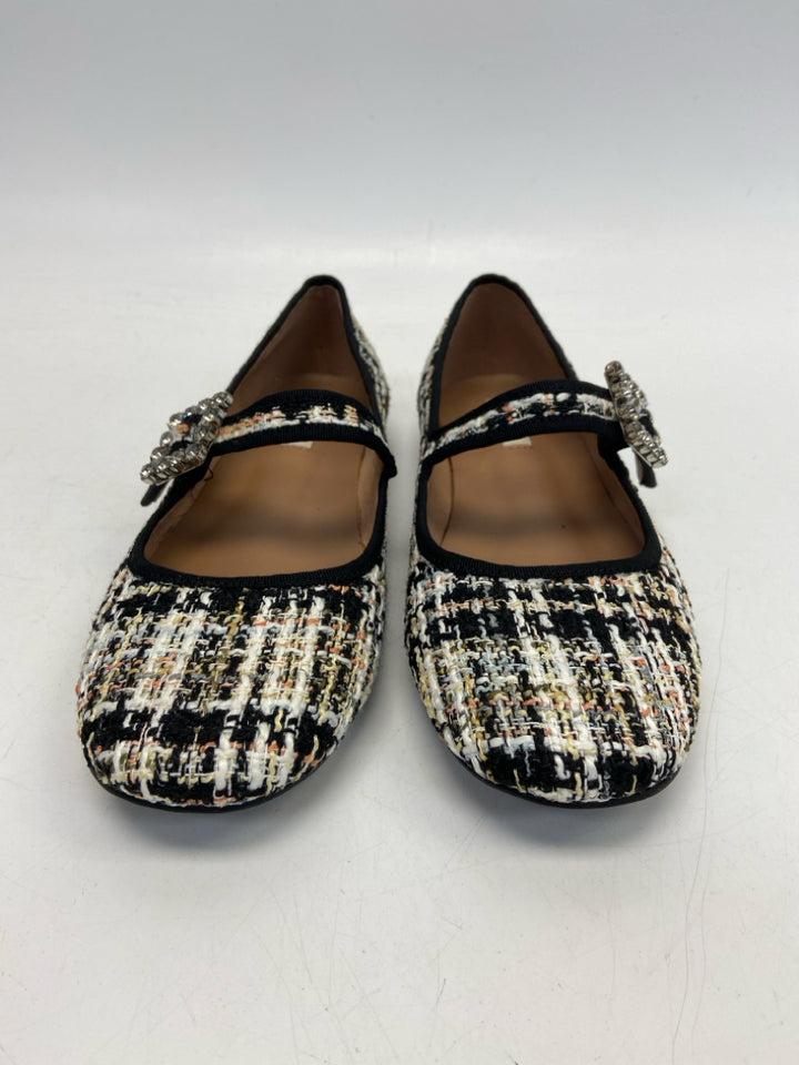 Bibi Lou  Size 38 Black Multi-Color Plaid Flats