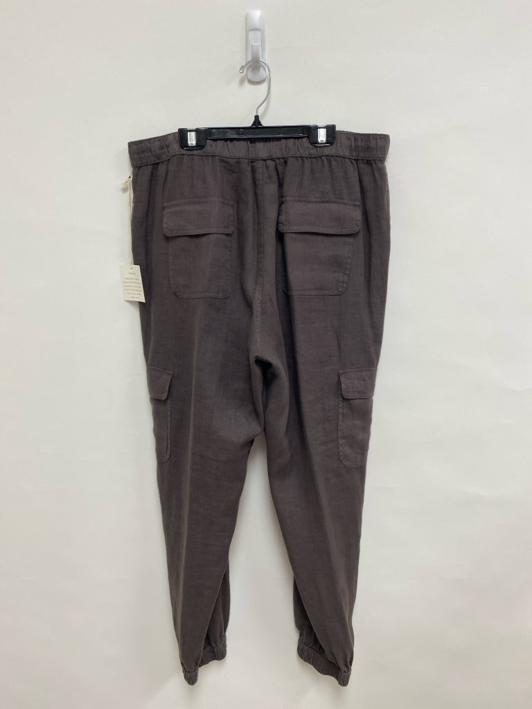 NWT Nicole Miller Size XL Dark Brown Pull-on Linen Ladies Pants