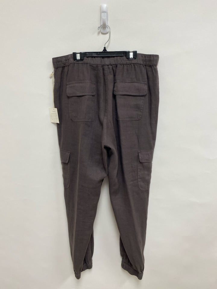 NWT Nicole Miller Size XL Dark Brown Pull-on Linen Ladies Pants