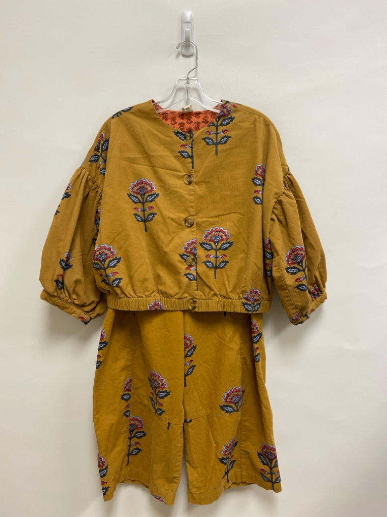 ivy jane Size S Mustard Flowers Corduroy Ladies 2pc Pant Set