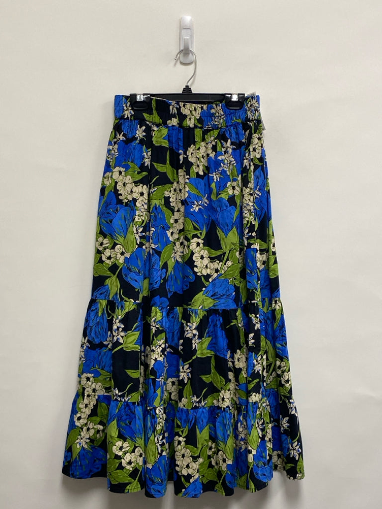 Size XS Blue/Green Cream/Black Floral Ladies Skirt