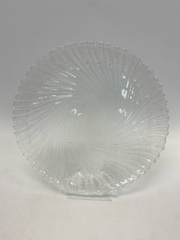 Clear Swirl Glass Serving Piece