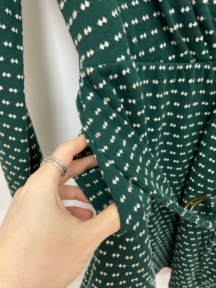 Maeve Size XS Forest Green White Diamond Print Ladies Dress