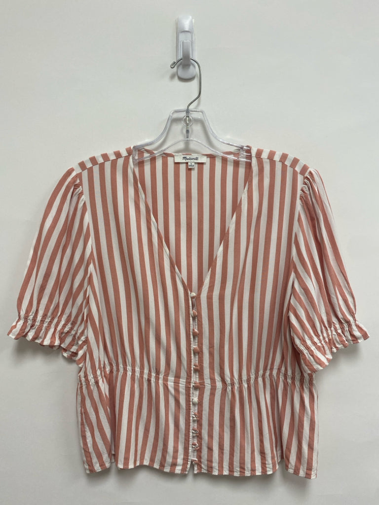 Madewell Size L Peach White Striped Ladies Top