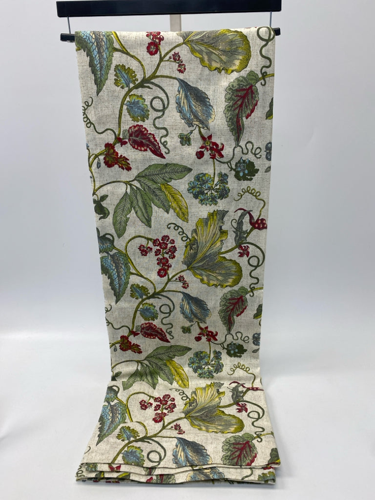 Beige Green/Multi Botanical Curtains