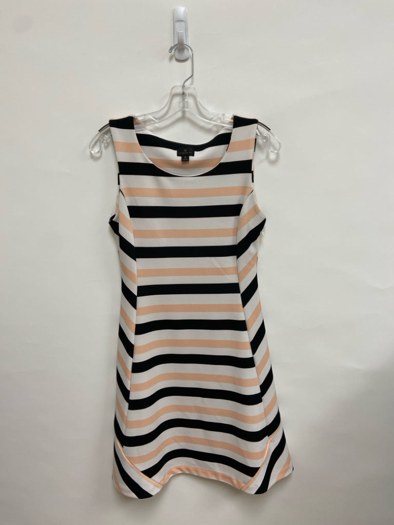 Worthington Size 6 White Peach/Black Striped Sleeveless Ladies Dress